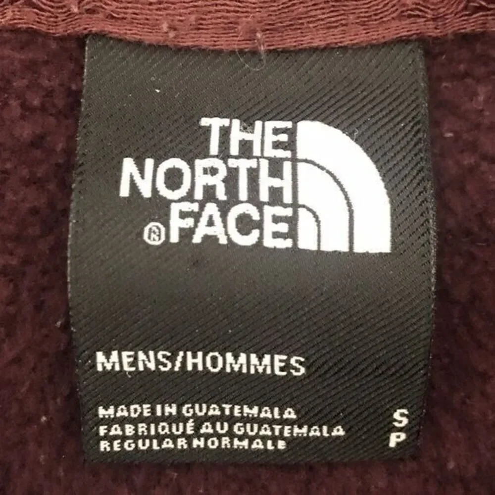 The North Face Men's Maroon Small Fleece Lined Distressed Bear Hoodie‎ Pullover